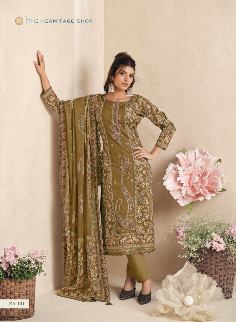 Zaira Vol 2 By Hermitage Giza Pk Embroidered Dress Material